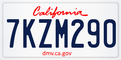 CA license plate 7KZM290
