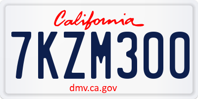 CA license plate 7KZM300
