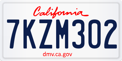CA license plate 7KZM302
