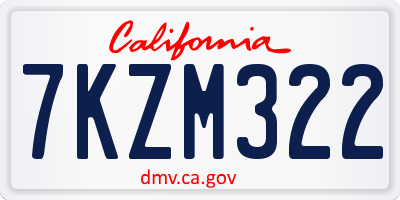 CA license plate 7KZM322