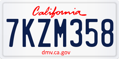 CA license plate 7KZM358