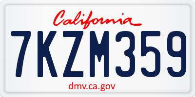 CA license plate 7KZM359