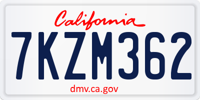 CA license plate 7KZM362