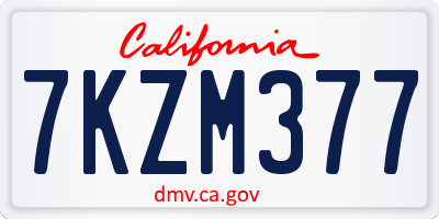 CA license plate 7KZM377