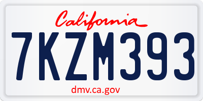 CA license plate 7KZM393