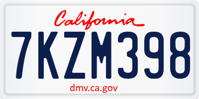 CA license plate 7KZM398
