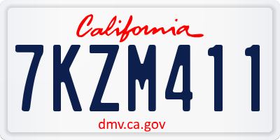 CA license plate 7KZM411