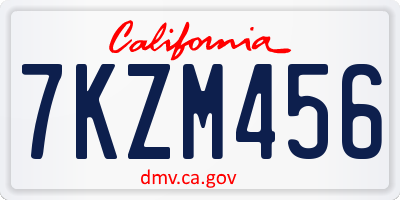 CA license plate 7KZM456