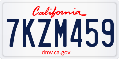 CA license plate 7KZM459