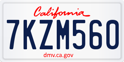 CA license plate 7KZM560