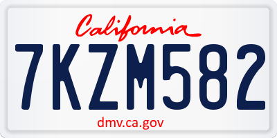 CA license plate 7KZM582