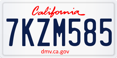 CA license plate 7KZM585