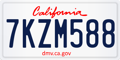 CA license plate 7KZM588