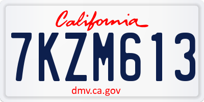 CA license plate 7KZM613