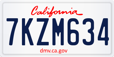CA license plate 7KZM634