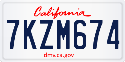 CA license plate 7KZM674