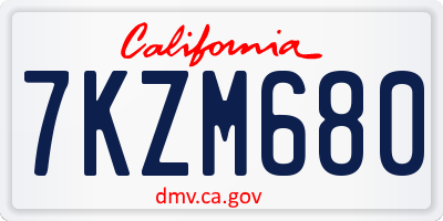 CA license plate 7KZM680