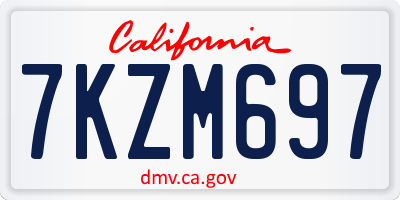 CA license plate 7KZM697