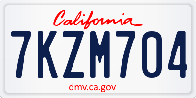 CA license plate 7KZM704