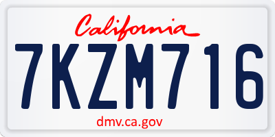 CA license plate 7KZM716