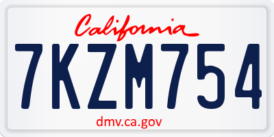 CA license plate 7KZM754
