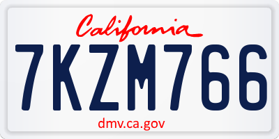 CA license plate 7KZM766