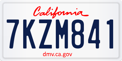 CA license plate 7KZM841