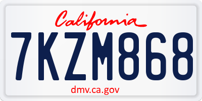 CA license plate 7KZM868