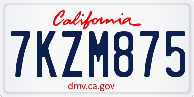 CA license plate 7KZM875