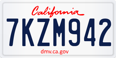 CA license plate 7KZM942