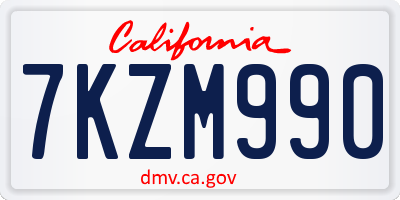 CA license plate 7KZM990