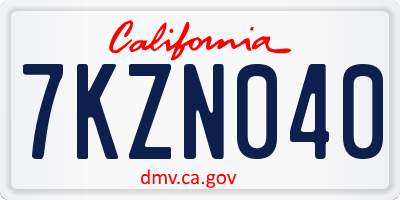 CA license plate 7KZN040