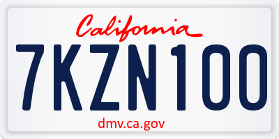 CA license plate 7KZN100
