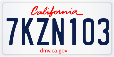 CA license plate 7KZN103