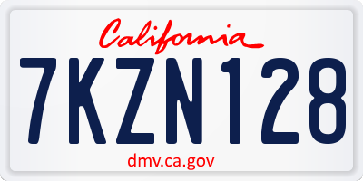 CA license plate 7KZN128