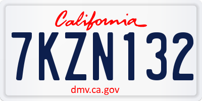 CA license plate 7KZN132