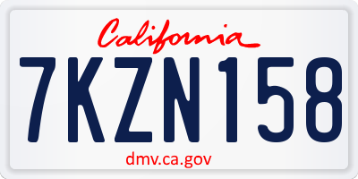 CA license plate 7KZN158