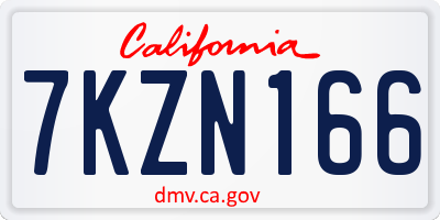 CA license plate 7KZN166