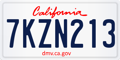 CA license plate 7KZN213