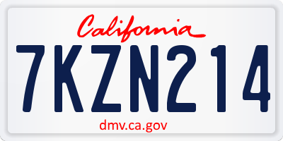 CA license plate 7KZN214
