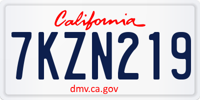 CA license plate 7KZN219