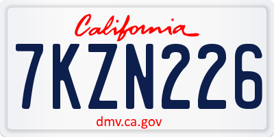 CA license plate 7KZN226