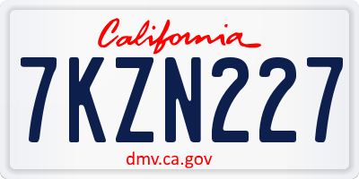 CA license plate 7KZN227