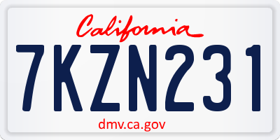 CA license plate 7KZN231