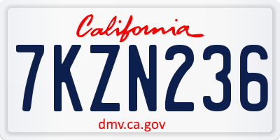 CA license plate 7KZN236
