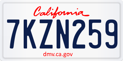 CA license plate 7KZN259