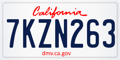 CA license plate 7KZN263