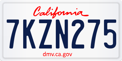 CA license plate 7KZN275