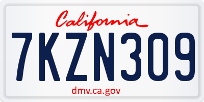 CA license plate 7KZN309