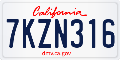CA license plate 7KZN316